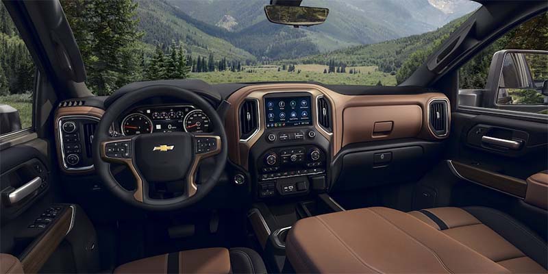 2023 Chevrolet Silverado 2500 brown and black leather interior